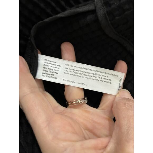 Eileen Fisher Jacket Womens L Black Waffle Knit Snap Front Long Coat Pockets - Picture 6 of 7